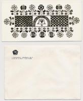 cca 1970 Nikex négy különböző, igényes fára és selyemre nyomott újévi üdvözlőlap, hozzá egy borítékk...