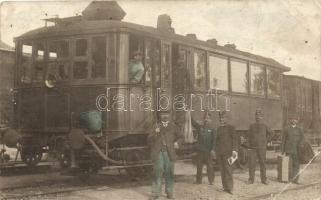 ~1910 Orosháza, MÁV Cmot 07501 pályaszámú gőzmotorkocsija az Orosháza-Szentes-Csongrád vonalon / Hungarian steam railmotor train, photo (EB)