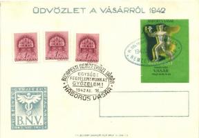 1942 Budapest, Nemzetközi Vásár, Bélyeggyűjtési Propaganda, Háborús Vásár, So. Stpl (vágott / cut)