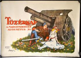 1968 "Tüzérnap a Margitszigeten", Offset Nyomda, szép állapotban, 98x70 cm