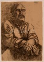 Jelzés nélkül: Férfi portré. Szén, papír, apró szakadással, 60×41 cm