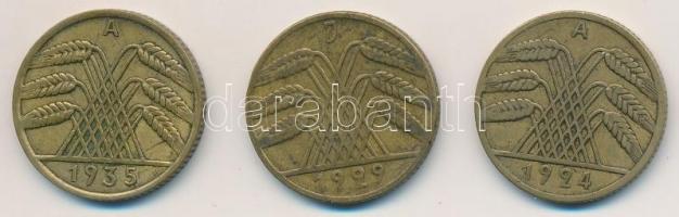 Németország / Weimar Köztársaság 1924A 10pf Al-Br + 1929J 10pf Al-Br + 1935A 10pf Al-Br T:2,2-
Germ...
