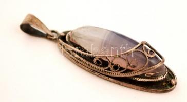 Féldrágaköves medál ezüst foglalatban 4 cm