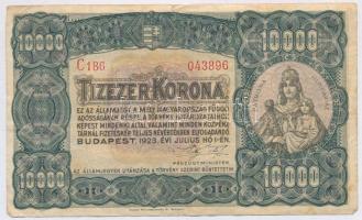 1923. 10.000K "Magyar Pénzjegynyomda Rt. Budapest" T:III,III- kis szakadás felül