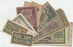 10db-os vegyes külföldi bankjegy tétel, érdekesebb darabokkal, közte Jugoszlávia 1944. 10D, Szovjetunió 1934. 5R T:III,III- 10pcs of various banknotes with some interesting pieces, including Yugoslavia 1944. 10 Dinara, Soviet Union 1934. 5 Rubles C:F,VG