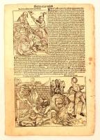1493 A Hartmann Schedel krónika egy lapja, rajta Péter, Pál, Jakab, Márk apostolok megkínzásának, vé...