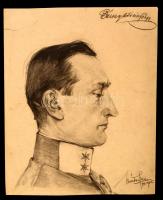 Márton Ferenc (1884-1940):1935 Bárczy István főhadnagy. Ceruza, papír, Jelzett. 27x23 cm