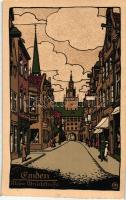 Emden, Rathaus, Kleine Brückstrasse, Rosenstrasse, verlag J. Röling / town hall, streets - 3 unused postcards