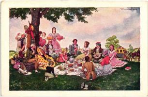 8 db használatlan művészlap Biczó András 'Régi idők' Magyarországon sorozatából / 8 unused...