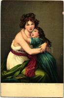 Portrait de Mme Le Brun et de sa fille / Portait of Mrs. Le Brun and her daughter, lady, art postcard, Stengel & Co. No. 29876. litho