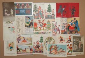 Húsvét, karácsony, újév 24 db üdvözlőlap közte krempuszok / Easter, Christmas, New year, 24 greeteng cards
