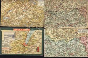 Térképek, 17 db képeslap közte 4 modern / Maps, 17 postcards including 4 modern cards