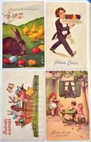 96 db régi képeslap berakóban; főleg üdvözlőlapok, színészek vegyes minőségben / collection of 96 pr...