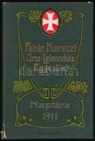 1911 Fehér Kereszt Országos Lelencház Egyesület naptára. Kiadói szecessziós díszítésű egészvászon kötésben. A gerince némileg sérült.