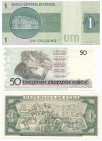 Vegyes Kuba 1972. 1P + Kolumbia 1982. 20P + Brazília 1975. 1C + 1990. 50C felülbélyegzéssel + Argent...