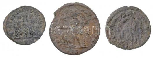 3db klf római rézpénz, közte Siscia / I. Constantinus 313-315. Follis Cu (3,45g) T:2-,3 sérült patin...