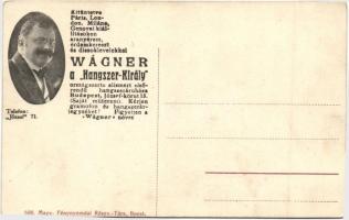 Budapest VII. Erzsébet körút 31. Royal Orfeum és Cabaret, hátoldalán Wágner hangszeráruház reklám