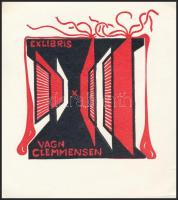 Christian W. Bauditz(1936-?): Vagn Clemmensen ex libris. Fametszet, papír, jelzés nélkül, 10x10 cm