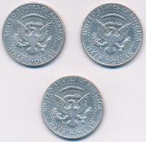 Amerikai Egyesült Államok 1966. 1/2$ Ag "Kennedy" + 1968D 1/2$ Ag "Kennedy" + 19...