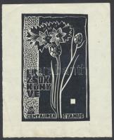 Csiby Mihály (1922-): Virág, linó, papír, jelzett a dúcon, 11x7 cm.