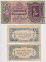 1930. 100P (2x) + 1945. 1000P (2x) + 1944. 1P (2x) "A Vörös Hadsereg Parancsnoksága" T:III...