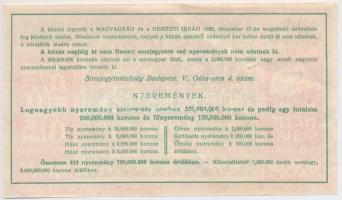 1926. "A Magyar Nemzeti Szövetség Sorsjegye" 5000K értékben, III. sorozat T:II-,III szép p...