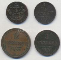 1816O 1/4kr Cu + 1851B 1/2kr Cu + 1kr Cu + 2kr Cu T:2,2-,3