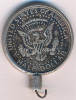 Amerikai Egyesült Államok 1964. 1/2$ Ag Kennedy medál foglalatban, tetején csavarral nyitható T:2  USA 1964. 1/2 Dollars Ag Kennedy in medal socket, can be opened on top C:XF  Krause KM#202