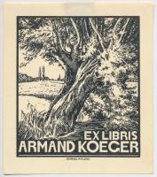 Georges  Ritleng  (1875-1972) : Ex libris Armand Koeger. Klisé, papír, jelzett a klisén, 9×8 cm