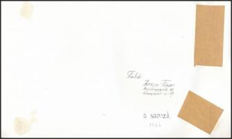 1966 Jurica Tibor: A napozó, feliratozott vintage fotóművészeti alkotás, 14,5x24 cm