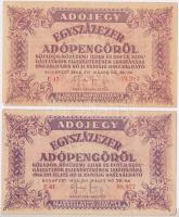 1946. 10db-os adópengő tétel 10.000AP (3x) + 100.000AP (3x) + 500.000AP (3x) + 1.000.000AP T:II-,III