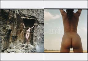 cca 1978 Lányok egy szál inkongnitóban, 6 db finoman erotikus fénykép, korabeli negatívokról készült...