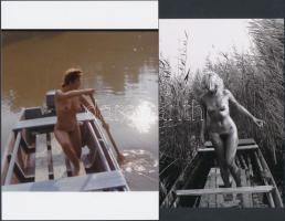 cca 1979 Csónakos kalandok, 7 db finoman erotikus fénykép, korabeli negatívokról készült mai nagyítá...