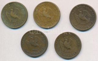 1946. 10f tombak + 1947. 10f tombak (2x) + 1948. 10f tombak + 1950. 10f tombak T:2,2-