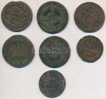 1790S 1kr Cu "II. József" + 1800S 1kr Cu + 1812S 1/2kr Cu (2x) + 1kr Cu + 1812B 1kr Cu + 1812G 1kr Cu "I. Ferenc" T:2-,3