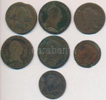 1790S 1kr Cu "II. József" + 1800S 1kr Cu + 1812S 1/2kr Cu (2x) + 1kr Cu + 1812B 1kr Cu + 1...
