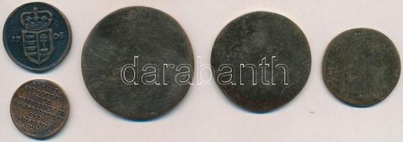 5db-os fém replika tétel, közte 1705. XX Poltura replika T:2,2-