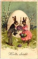 Easter, rabbit couple, litho (Rb)