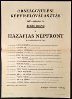 1967 Országgyűlés Képviselőválasztás plakátja, a Békés megye választókerületben indult Hazafias Népfront jelöltjeivel, 60x42 cm.