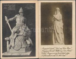 2 db RÉGI irredenta motívumlap; Kegyhely lourdes-i szobra, Nyugat szobor / 2 old Hungarian irredenta postcards