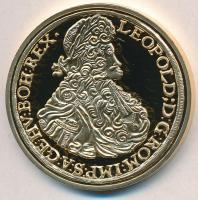 DN A legértékesebb magyar érmék - I. Lipót tízszeres aranydukátjának replikája aranyozott Cu emlékérem COPY beütéssel, tanúsítvánnyal (40mm) T:PP