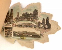 cca 1900 Gruss aus Jena. Levél formájú, litho képeket tartalmazó füzetke 4 mozaik képpel /  Jena lit...