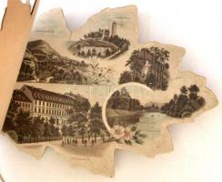 cca 1900 Gruss aus Jena. Levél formájú, litho képeket tartalmazó füzetke 4 mozaik képpel /  Jena lit...