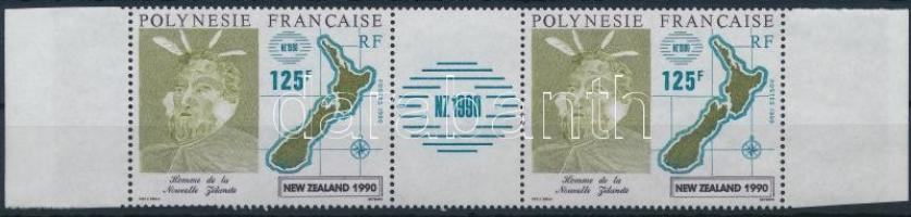 New Zealand Stamp Exhibition pair with coupon, New Zealand bélyegkiállítás szelvényes pár