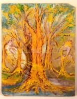 Hincz jelzéssel: Sárga erdő szellemei. Olaj, karton, sérült, 100×79 cm