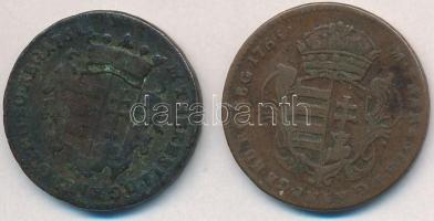 1761. Rézdénár "Mária Terézia" nyílt korona + 1765. Rézdénár "Mária Terézia" zár...