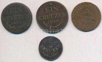 1812S 1kr Cu + 1816B 1/4kr Cu + 1kr Cu + 1816O 1kr Cu "I. Ferenc" T:2,2-