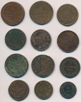 14db-os vegyes magyar és külföldi rézkrajcár tétel, közte 1781S 1kr Cu "II. József", 1816A...