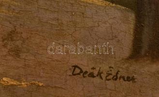 Deák jelzéssel: Libaetetés. Olaj, karton, sérült, 34×48 cm