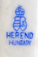 Herendi Komárom címeres porcelán fogpiszkálótartó, kézzel festett, jelzett, hibátlan, 6x9 cm